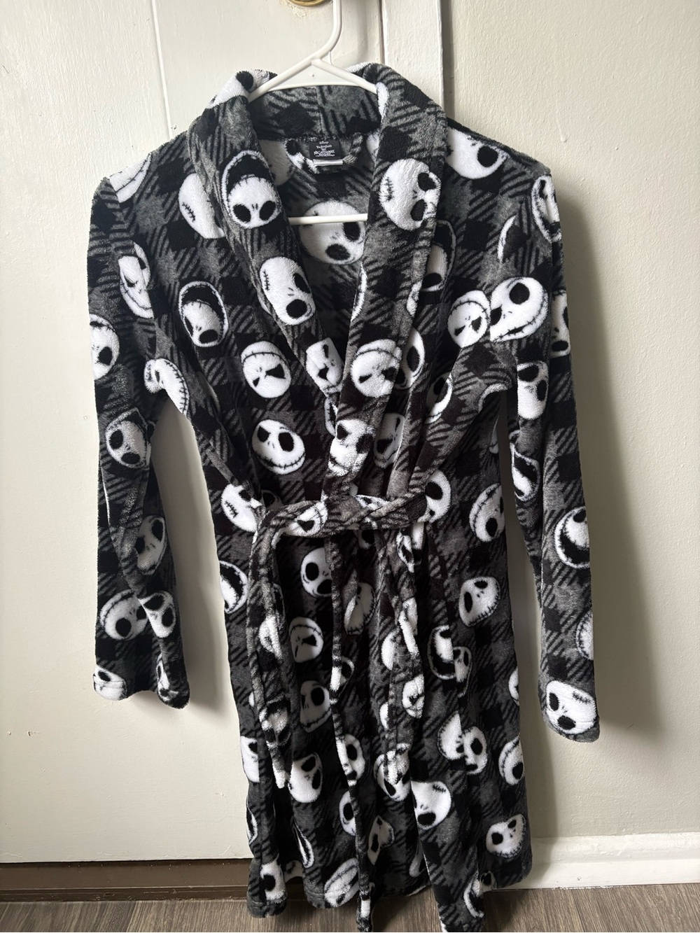 Disney Night Before Christmas Boy Girl Size L Black & White Fleece Robe